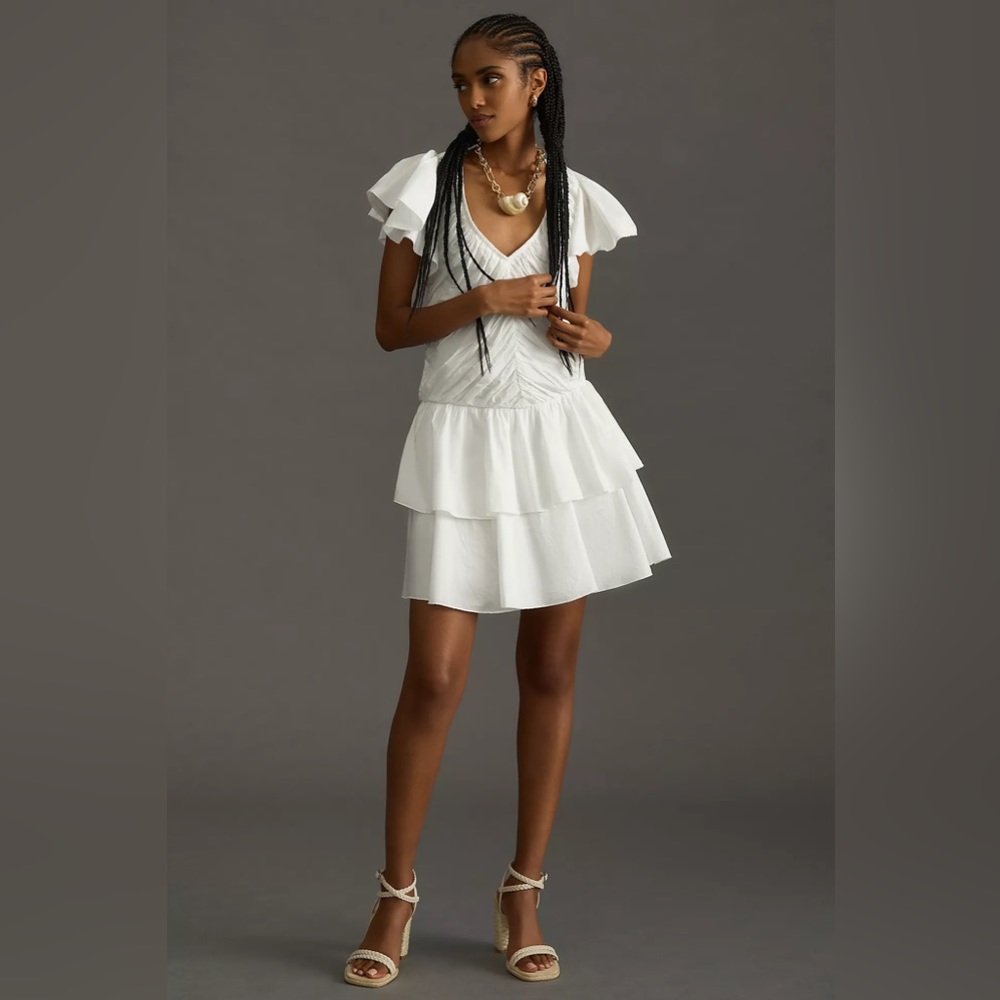 Anthropologie Love the Label White Tiered Dress NWT